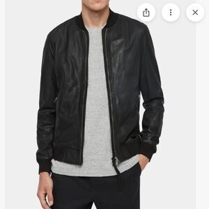 All Saints Black Blythe Leather Bomber Jacket XS